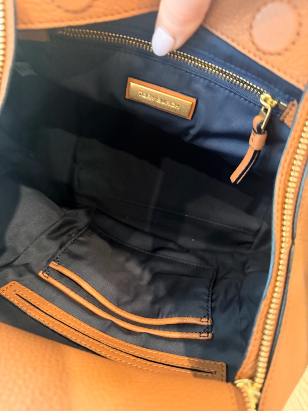 Tory Burch Cognac Leather Half Moon Satchel with Gold Hardware - Picture 6 of 7